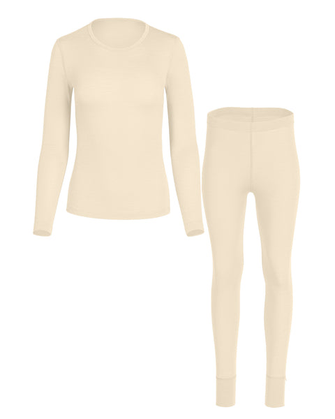Conjunto de 2 piezas para mujer: camiseta de manga larga 160 y pantalones en color natural