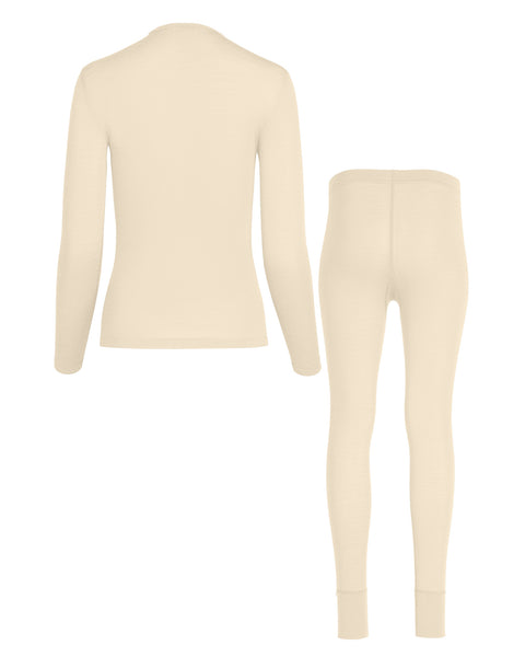 Conjunto de 2 piezas para mujer: camiseta de manga larga 160 y pantalones en color natural
