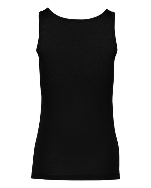 Camiseta sin mangas de mujer en merino negro, parte trasera