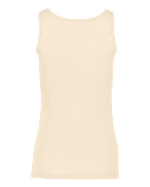 Camiseta sin mangas de mujer en merino natural, espalda sencilla