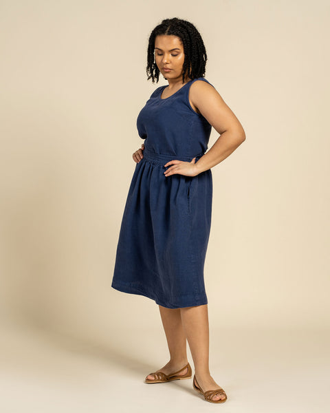 Camiseta sin mangas de lino Hana Azul Tormenta