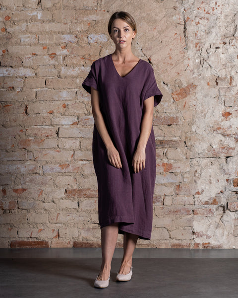 Vestido holgado de lino Joelle Sombra Púrpura