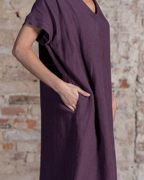 Vestido holgado de lino Joelle Sombra Púrpura