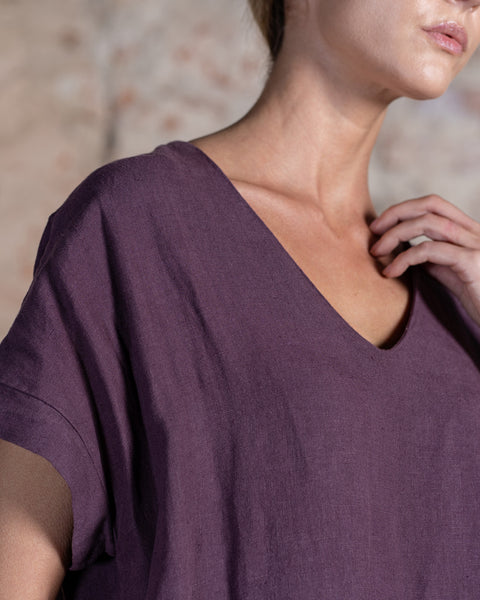 Vestido holgado de lino Joelle Sombra Púrpura