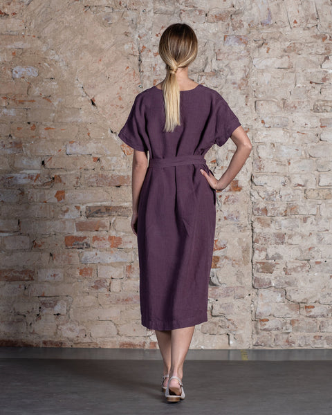 Vestido holgado de lino Joelle Sombra Púrpura