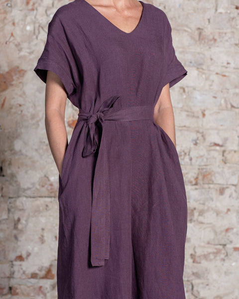 Vestido holgado de lino Joelle Sombra Púrpura