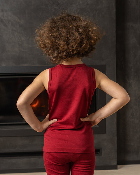 Conjunto Infantil Merino 160 de Camiseta sin Mangas y Pantalón Royal Cherry