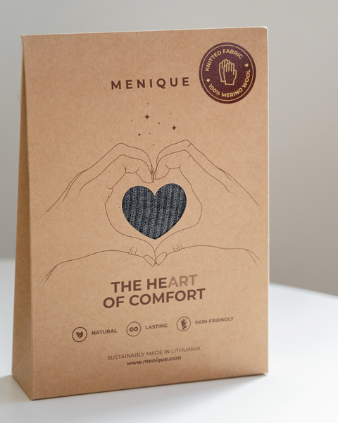 Conjunto de 3 piezas para niños: gorro tejido, cuello y guantes en gris oscuro con embalaje