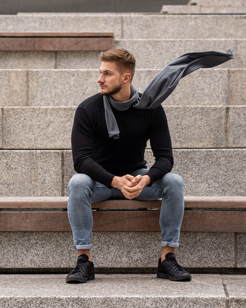 Bufanda de merino para hombre Gris Perfecto