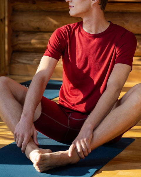 menique merino conjunto de bóxers y camisetas para hombre rojo cereza real