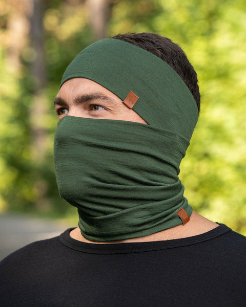 Men's Headband and Gaiter Set Dark Green