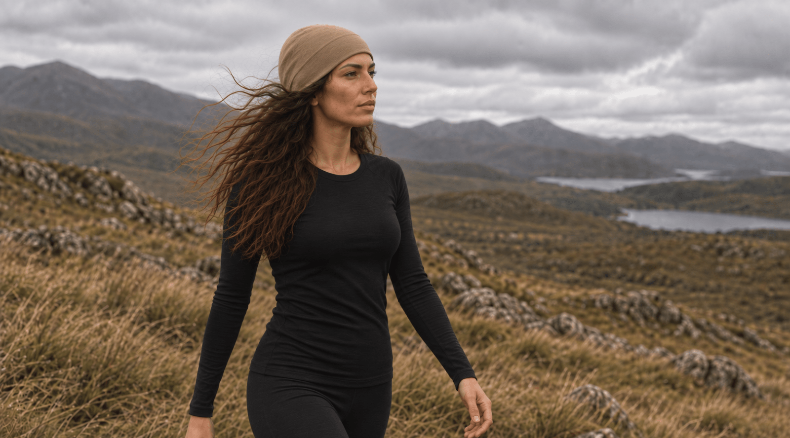 Mujer con gorro amarillo de lana merina