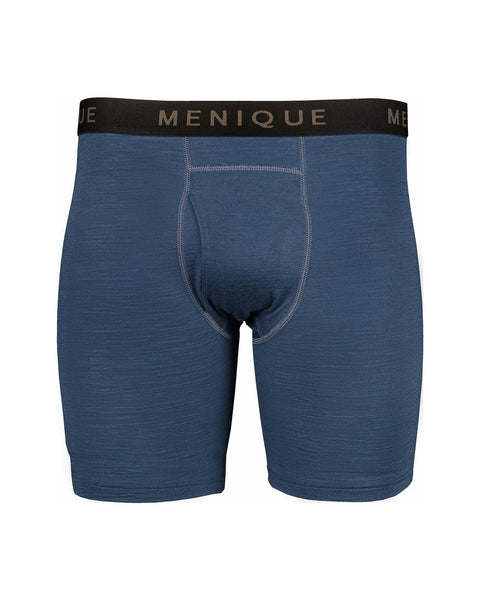 La ropa interior tipo bóxer para hombre de Menique en color denim, fondo blanco.