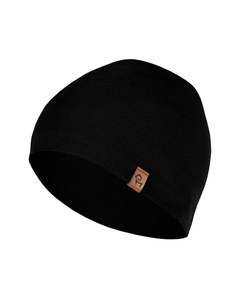 160gsm black Unisex Beanie Liner Hat in a white background