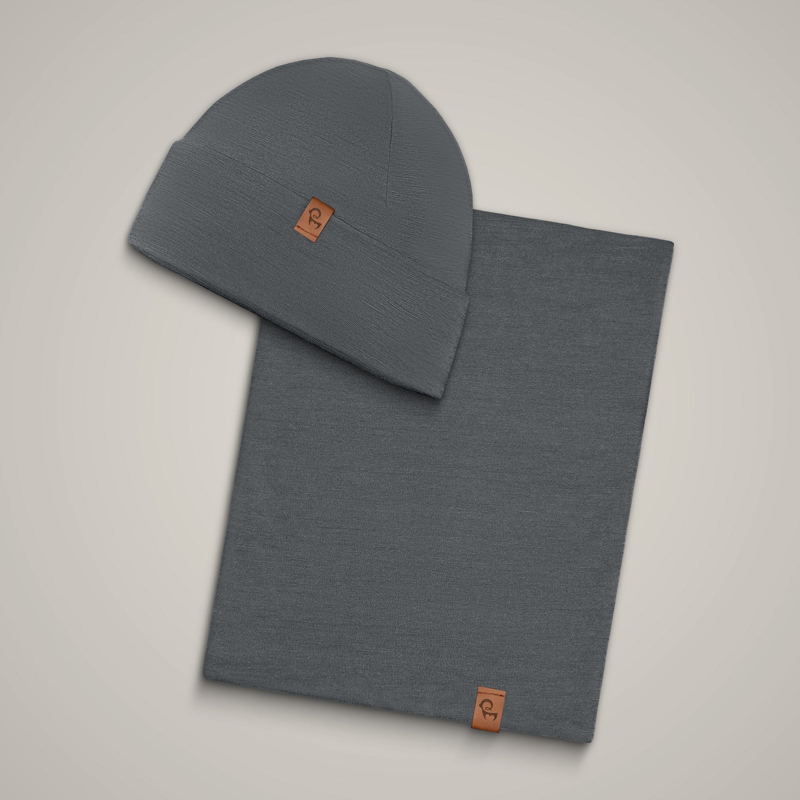 Gorro y braga de merino para mujer, conjunto de 2 piezas, gris perfecto