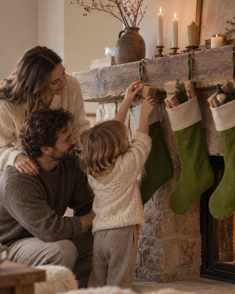 Calcetines navideños de lino