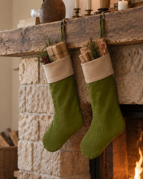 Calcetines navideños de lino