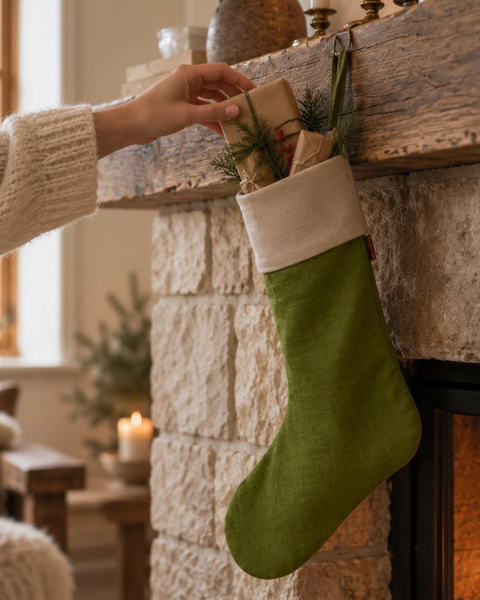Calcetines navideños de lino