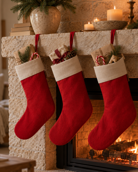 Calcetines navideños de lino