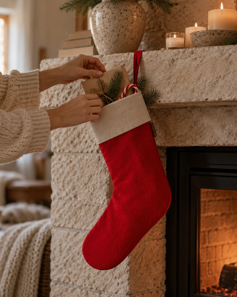 Calcetines navideños de lino