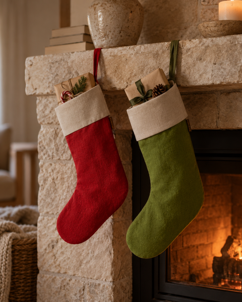 Calcetines navideños de lino