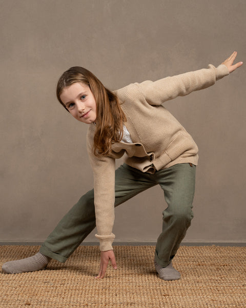 Kids' Merino Wool Cardigan Cleo Beige