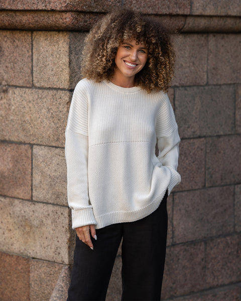 Suéter de punto de algodón para mujer Sonata Blanco