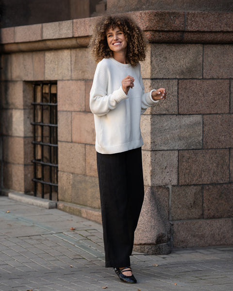 Suéter de punto de algodón para mujer Sonata Blanco