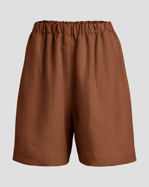 Bermudas de lino con bolsillos.