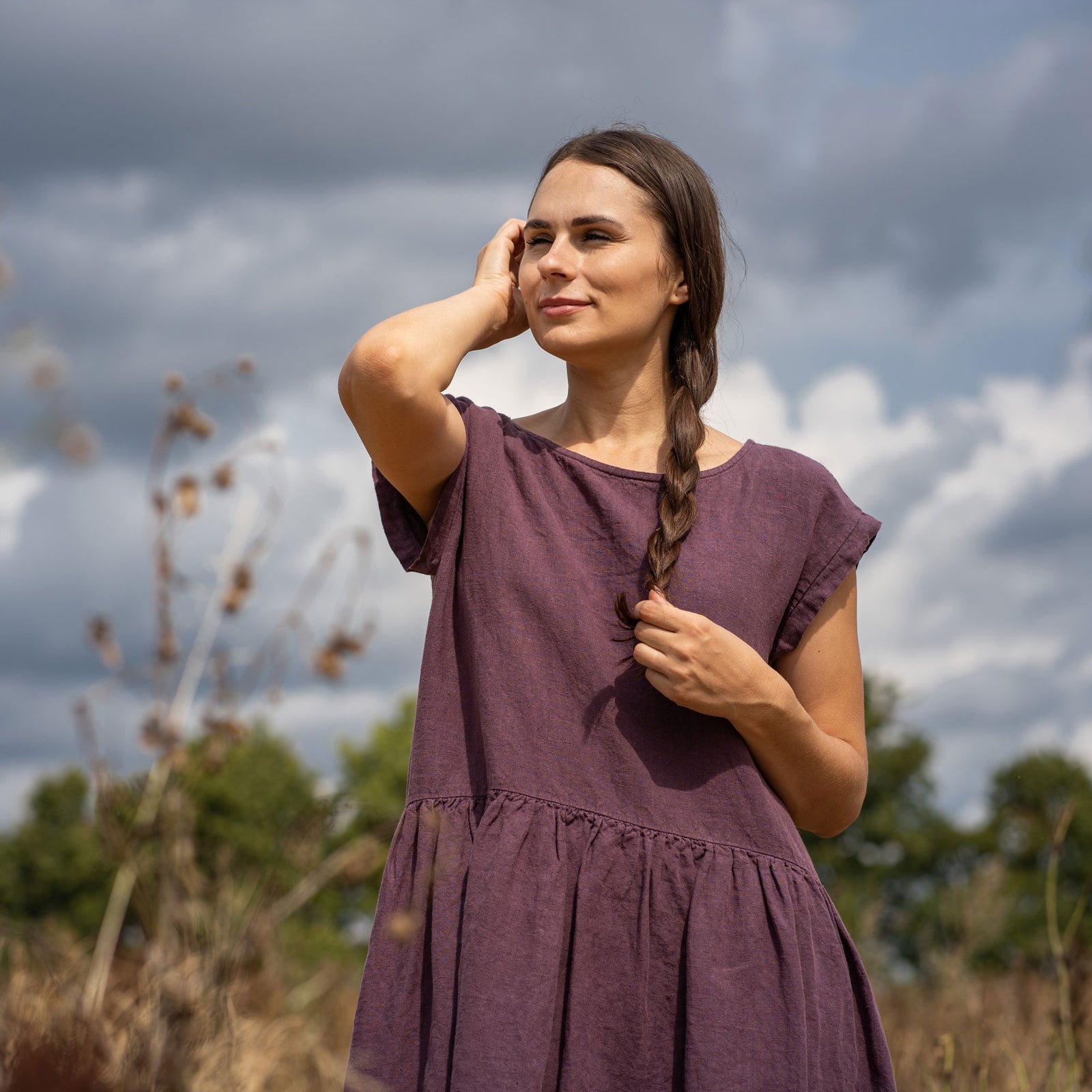 Vestido smock Cecilia en azul tormenta