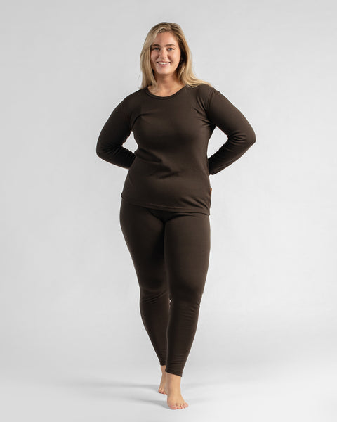 Camiseta térmica de manga larga 250 para mujer Marrón chocolate