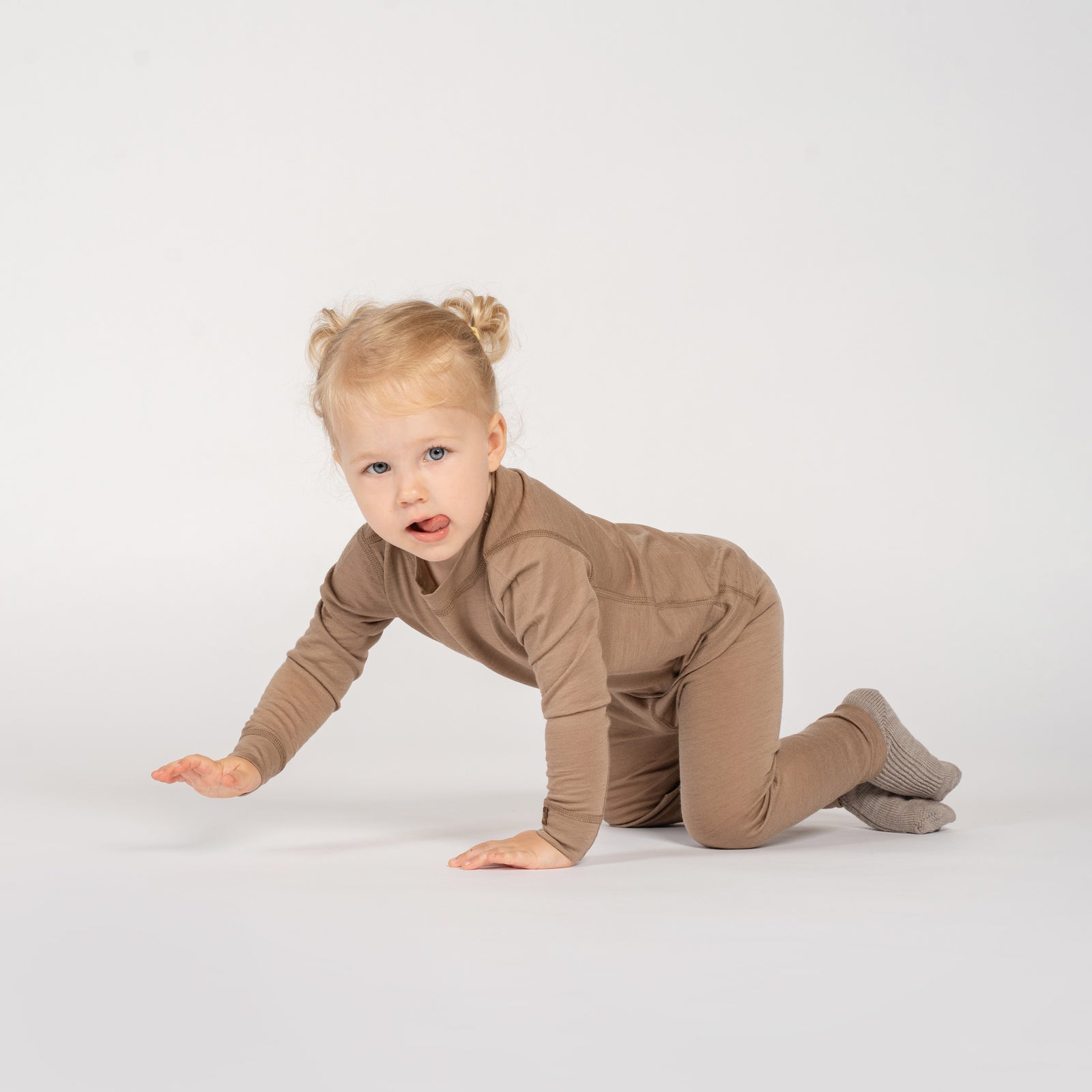 Camiseta ligera de manga larga 160 para niños Beige