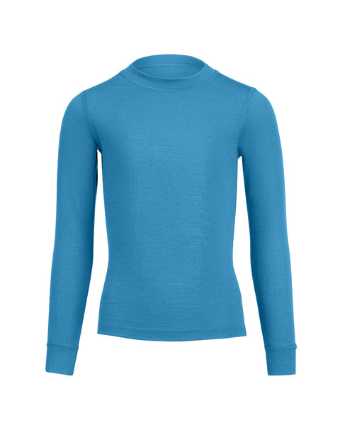 Kids' 160 Thermal Long Sleeve Crew Light Blue, front view.