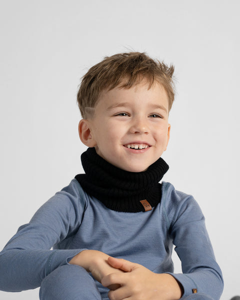 Braga de cuello infantil de punto acanalado 100 % lana merina