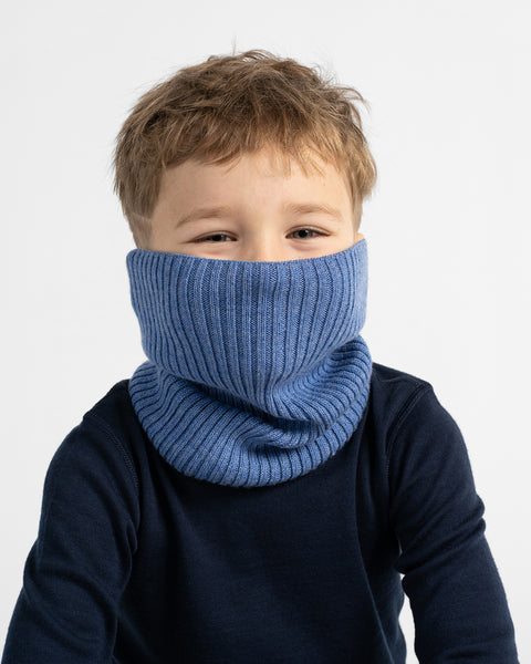 Braga de cuello infantil de punto acanalado 100 % lana merina