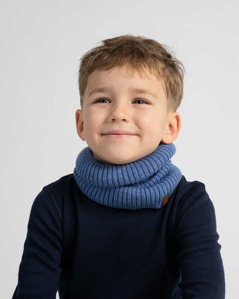 Braga de cuello infantil de punto acanalado 100 % lana merina