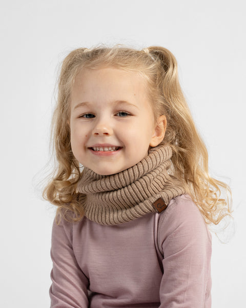 Braga de cuello infantil de punto acanalado 100 % lana merina