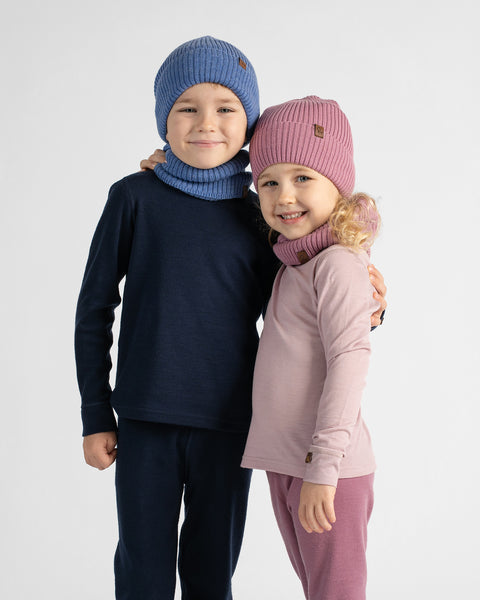 Braga de cuello infantil de punto acanalado 100 % lana merina