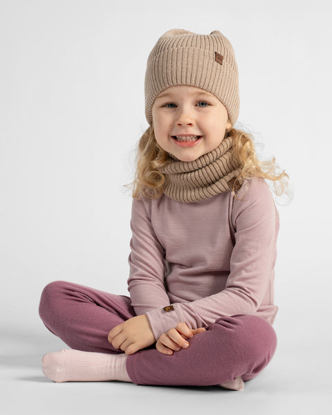 Gorro infantil de punto acanalado 100 % lana merina