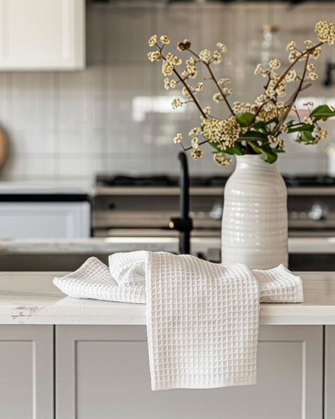 Paño de cocina de gofre en blanco puro