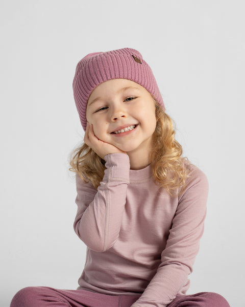 Gorro infantil de punto acanalado 100 % lana merina