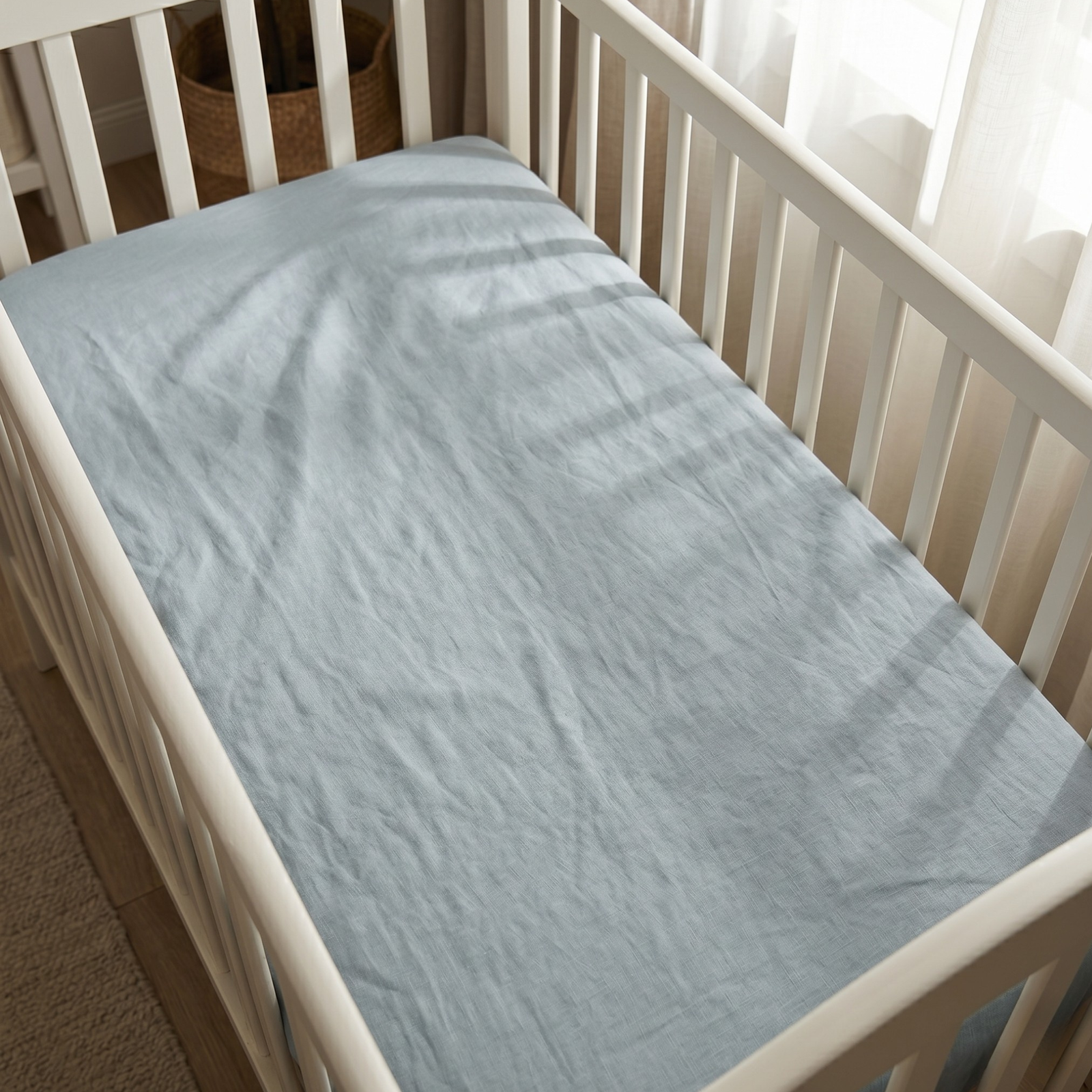 Sábana plana de lino para cuna de bebé