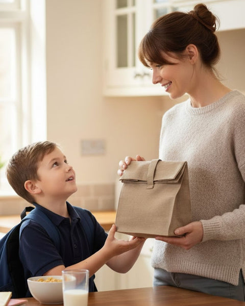 Bolsa de almuerzo reutilizable e impermeable natural