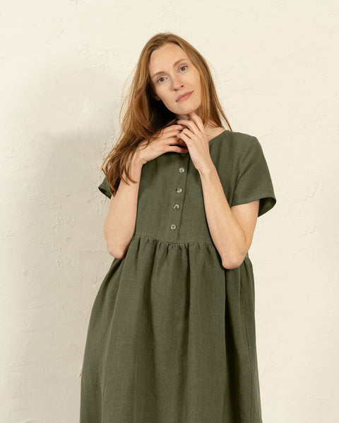 Vestido smock María Verde Piedra