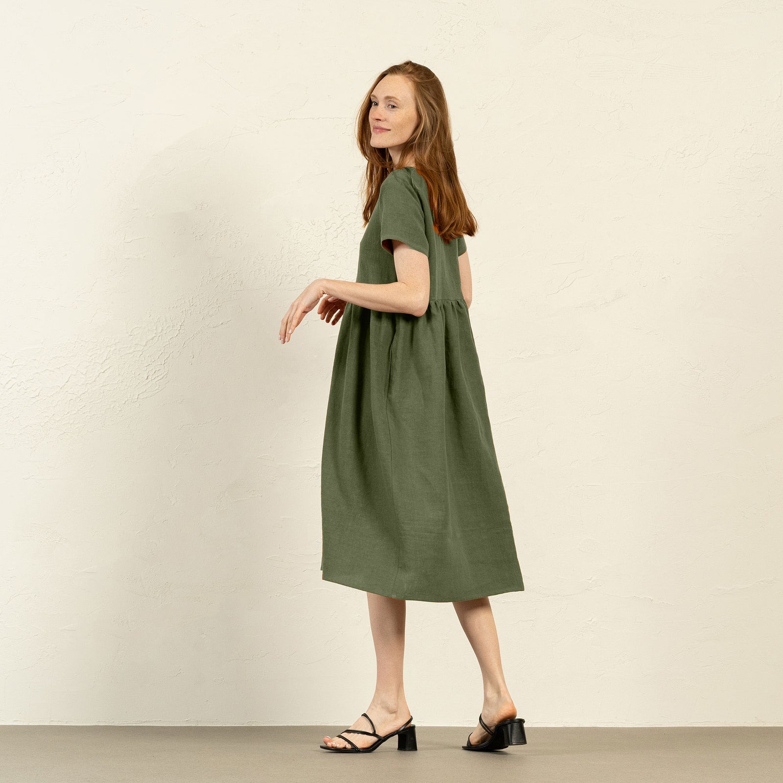 Vestido smock María Verde Piedra