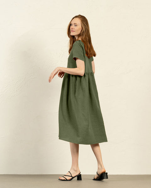 Vestido smock María Verde Piedra