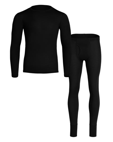 Men's 160 Long Sleeve &amp; Bottom 2-Piece Black Front
