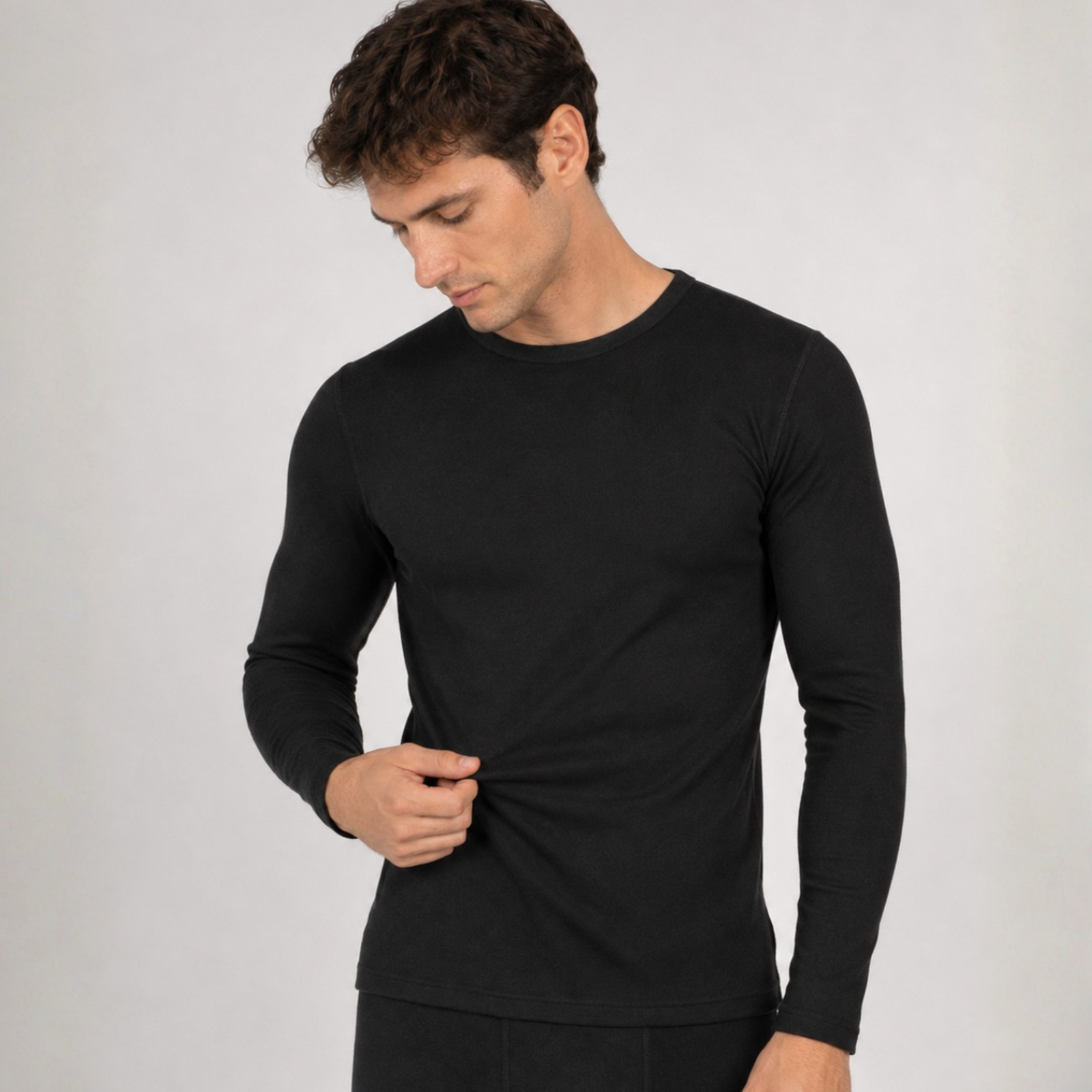 Camiseta térmica de manga larga para hombre 250 en negro