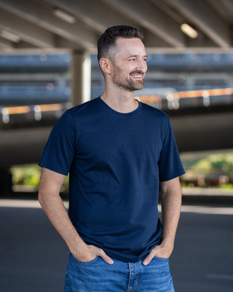 Camiseta regular 100 % lana merina para hombre