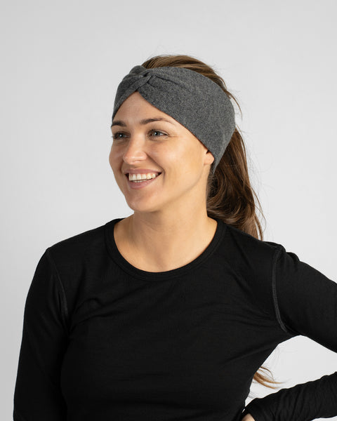 Diadema trenzada suave de punto de merino y cachemira para mujer